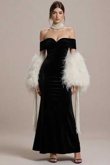 Syrenka Off The Shoulder Długa Tie Sukienka